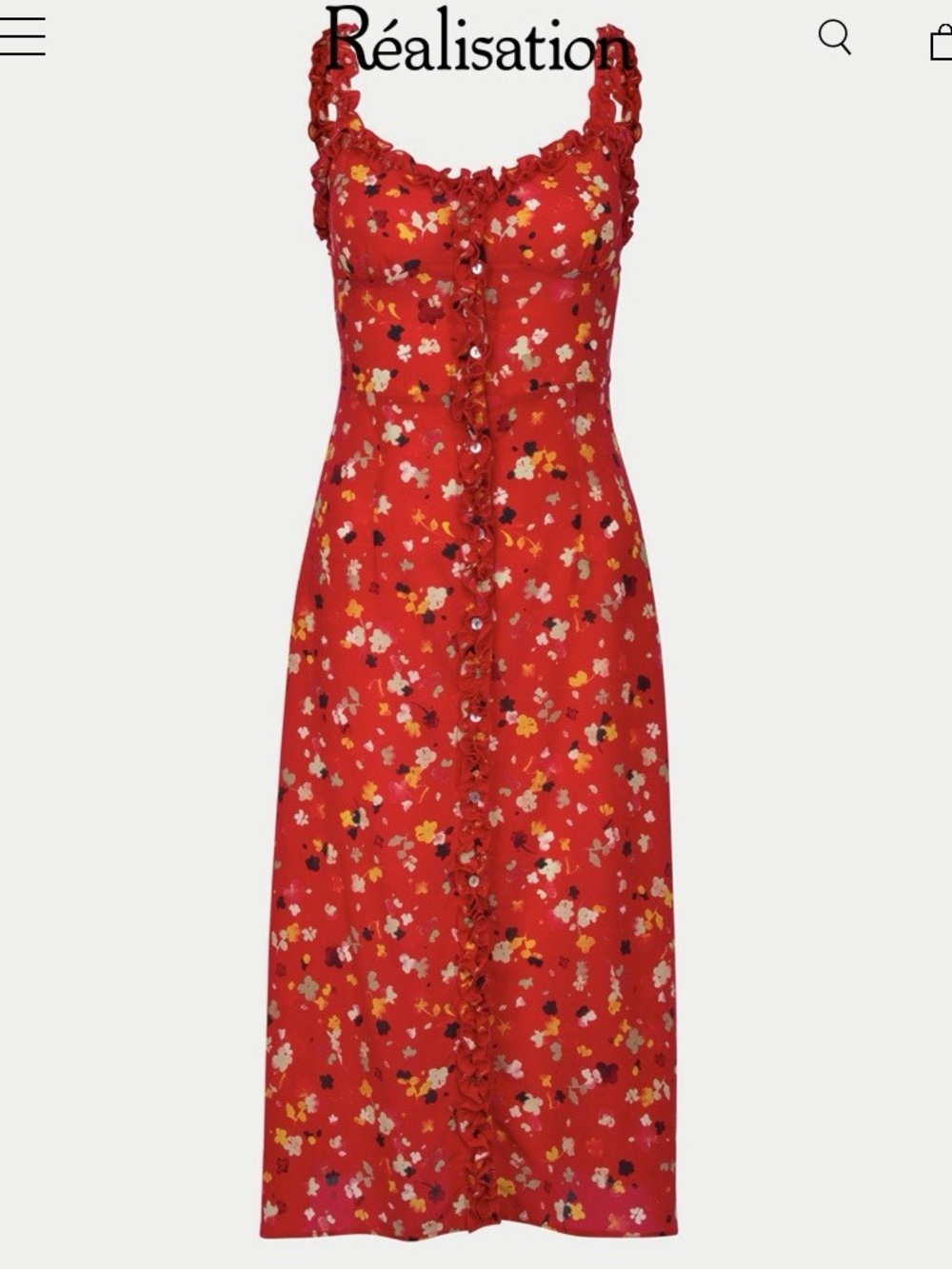 Realisation Par Juliet Dress in Rouge Fleur Size XS Midi